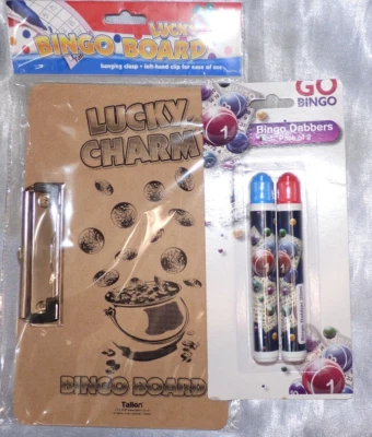 BINGO PLAYERS SET BINGO BOARD AND BINGO DABBERS GREAT VALUE GIFT  CHRISTMAS GIFT - Image 1 of 2