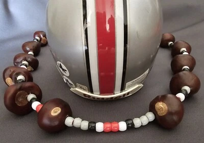 Ohio State Buckeyes Handmade Buckeye Necklace Football Helmet Themed REAL NUTS - Image 1 of 3