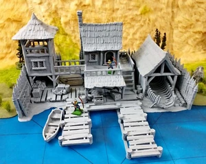 Befestigter Hafen mit Dock 28mm Piratengelände Blut & Plunder Geisterarchipel - Bild 1 von 10