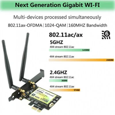 Ziyituod AX200 WiFi 6-Karte, AX2974Mbps Wireless-Adapter, 802.11ax PCIe WiFi-Kar - Bild 1 von 4