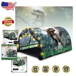 Foldable Dinosaur Playhouse Tent for Kids - Includes String Lights & Storage Bag - Picture 1 of 9