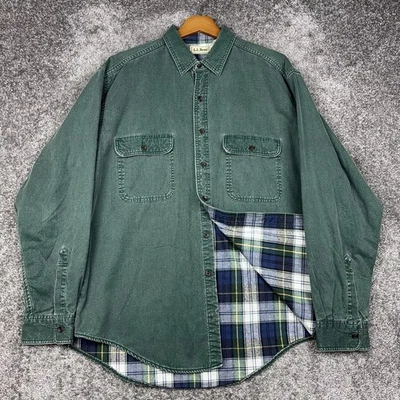 L.L. Bean Hurricane Shirt Men’s Large Green Flannel Lined Workwear Outdoors - Image 1 of 4