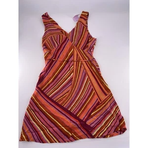 Wild Fable Women's Funky Print Orange Pink Stripe Dress Extra Small Retro New - Picture 1 of 10