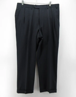 Pantalones Canali Hombre 36 Azul Pura Lana Pantalones Plisados Puños Italia 36X27 Foto 1 de 4