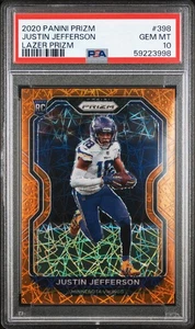 2020 Panini Prizm Justin Jefferson #398 Lazer Prizm (RC) PSA 10 - Picture 1 of 2