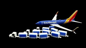 Carros de equipaje premium azul aeropuerto escala 1/400 para modelos Gemini Jets/NG, United - Imagen 1 de 3