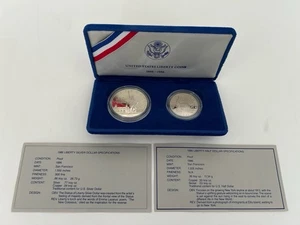 US Mint 1986 Liberty Proof Coin Set, 90% Silver Dollar, Clad Half Dollar COA - Picture 1 of 6