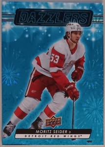2023-24 UD Moritz Seider Blue Dazzlers Card # DZ-50 Detroit Red Wings