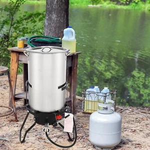 50QT Stainless Steel Turkey Deep Fryer with Baskets & Stand for Outdoor Cooking - Picture 1 of 8