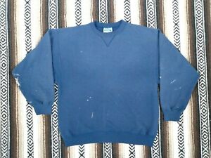 80s Painters Sweatshirt vtg Hanes Heavyweight Classic Navy Blue XL Sun Faded USA