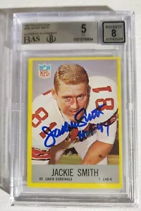 Tarjeta de novato Philadelphia Jackie Smith Cardinals 1967 BAS 5 8 RC HOF graduada BGS - Imagen 1 de 3