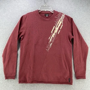 Armani Jeans Mens Pullover Sweater Medium M Burgundy Embroidered Logo Sueter - Picture 1 of 10
