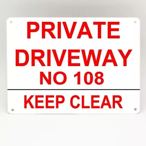 PRIVATE DRIVEWAY PARKING METAL SIGN KEEP CLEAR SPACE PERSOANLISED CUSTOM - Picture 1 of 1