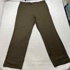 Perry Ellis Portfolio Men's 36x32 Flat Front Straight Brown Suit Dress Pants - Picture 1 of 10