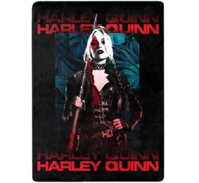 New Harley Quinn Plush Fleece Throw Gift Blanket Suicide Squad 2 Movie Villain - Image 1 of 4