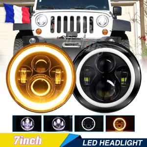 Paire de phares Led 7 Pouces Halo Angel eyes For Jeep Wrangler JK JKU SUV 4x4 - Imagen 1 de 7