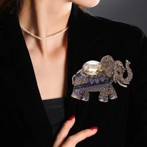 Fashion Elegant Purple Elephant Crystal Rhinestone Brooch pin Pendant