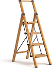 4 Step Ladder, Aluminum Folding Step Stool W/Wide Pedal, Lightweight Safety Step
