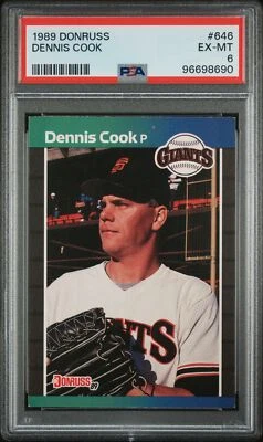 1989 DONRUSS #646 DENNIS COOK PSA 6 - Image 1 of 2