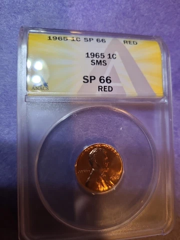 1965 SMS CENT**ANACS SP 66 RED**AWESOME**Great Price and FREE SHIPPING!!! Cover