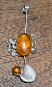 Werkstätte WW Wien Warschau Silber Anhänger mit Bernstein Amber ANSCHAUNEN !!! - Bild 1 von 3