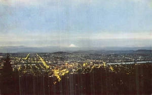 Postal O: Portland at Night, Oregon, años 50, sin publicar - Imagen 1 de 2