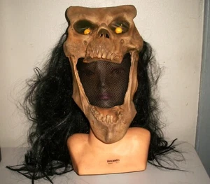 Vtg 2004 Mario Chiodo Halloween Mask Horned Demon Monster Skull Evil Long Hair - Picture 1 of 5