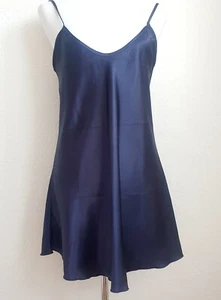 Satinhemd Top Damen kurzes Trägerhemd Nachthemd Royal Blue Neglige Gr 36 - Bild 1 von 5