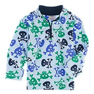 Hanna Andersson Kids Size 120 6 X - 7 Blue Fleece Sweatshirt Skull Cross bone - Picture 1 of 2