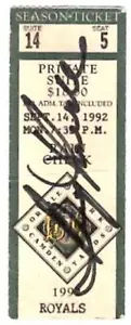 ROYALS @ ORIOLES ~ 1992 Ticket, Ripken Streak + HR, Boog Autogramm ~ KOSTENLOSER VERSAND - Bild 1 von 1