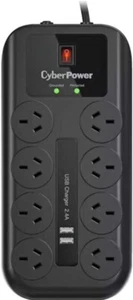 8 Outlet Power Board with 2 USB Charge Port Surge and Overload Protection EMI - Picture 1 of 4