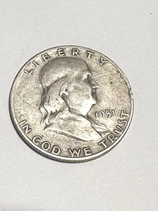 1951-D Franklin Half Dollar,  Silver, Average Circulated. - Picture 1 of 7