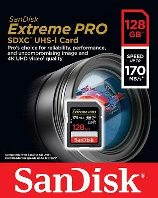 Sandisk 128GB Extreme Pro FS D5600 4K UHD SD card for Nikon D5500 D5400 D5300 - Image 1 of 3