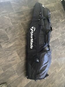 Taylormade Golf Club Travel Bag Case Carry Rolling Flight Bag Black