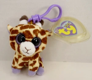 Ty 2012 Beanie Boos Safari Giraffe Plüsch Schlüsselclip 3 Zoll neu mit Etikett lila Etikett - Bild 1 von 4