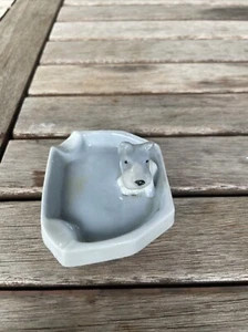 Vintage gray and white Dog porcelain ashtray - Picture 1 of 5