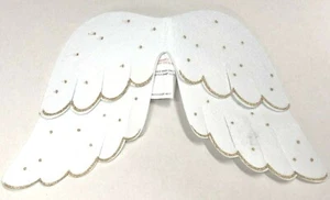 CHILDRENS COSTUME FAIRY / ANGEL WINGS, FELT WHITE & GOLD COSTUME, with ELASTIC - Foto 1 di 4