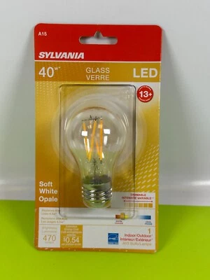 Sylvania LED A15 Medium Base Light Bulb 40W 120V 2700K - BOX OF 5 Bulbs  NEW - Image 1 of 4