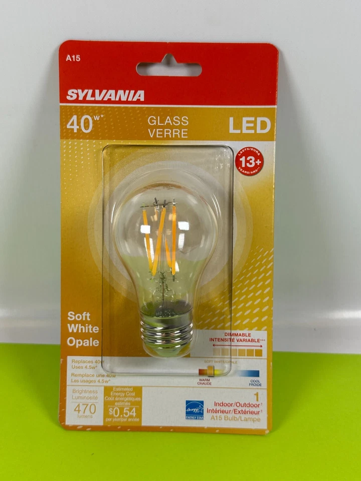Sylvania LED A15 Medium Base Light Bulb 40W 120V 2700K - BOX OF 5 Bulbs  NEW - Image 1 of 4