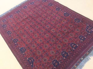 4 Fuß,10 Zoll x 6 Fuß,3 Zoll Rötlich Rost Marineblau Kundus Afghan Orientteppich Handgeknüpft - Bild 1 von 12