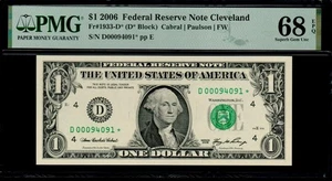 2006 $1 CLEVELAND STAR NOTE PMG 68 EPQ TOP POP 640K Print Run Fr 1933-D* FW FRN - Picture 1 of 3