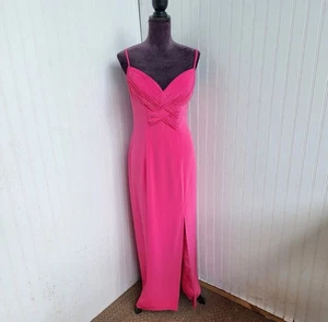 Maxi Vestido Largo Formal Rosa Nitelina De Colección Vestido EE. UU. Baile de graduación Boda Frontal Abertura Talla 12 - Imagen 1 de 8