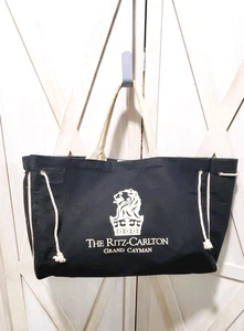 The Ritz-Carlton Grand Cayman Tote Bag Black Canvas Rope Handle Beach Hotel - Picture 1 of 7