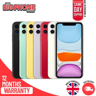  Apple iPhone 11 - 64GB 128GB 256GB - All Colours - Unlocked - Very Good - Image 1 of 4