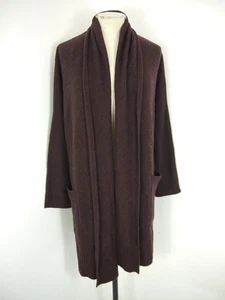 Poetry Cashmere Cardigan Long Purple Brown Open Front Knitted Size 8-10 - Picture 1 of 7