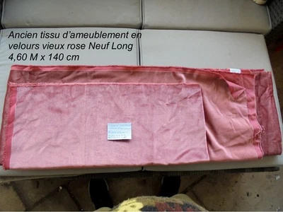 Ancien tissu d'ameublement en velours ras vieux rose Neuf 4,60 x 140 - Photo 1/3