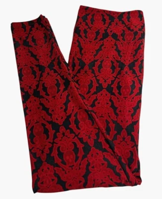 LuLaRoe Leggings TC Tall Curvy Halloween RED BLACK Gothic SKULL Bones Spooky Fun - Image 1 of 4