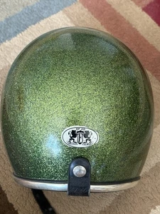 Vtg 70s Arthur Fulmer AF 20 Green Metalflake Sparkle Chopper Motorcycle Helmet M - Picture 1 of 12