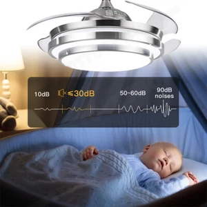 42'' Ceiling Fan with 3 Colors LED Light Retractable Blade and Remote Control - Picture 1 of 12