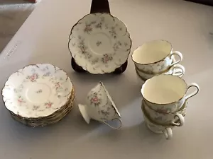 MIKASA IVORY BONE CHINA REMEMBRANCE FOOTED CUP & SAUCER SET OF 7 EXTRA SAUCER - Picture 1 of 13